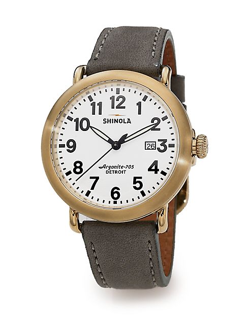 Shinola - Runwell Goldtone PVD Stainless Steel & Leather Strap Watch