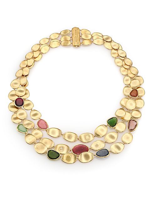 Marco Bicego - Lunaria Multicolor Tourmaline & 18K Yellow Gold Three-Strand Bib Necklace