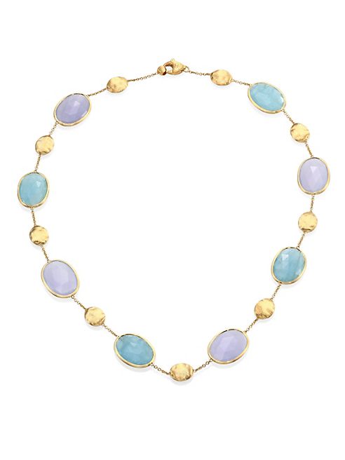 Marco Bicego - Siviglia Aquamarine, Chalcedony & 18K Yellow Gold Station Necklace