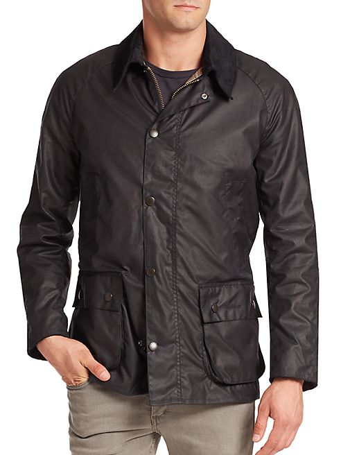 Barbour - Ashby Waxed Corduroy-Trim Jacket