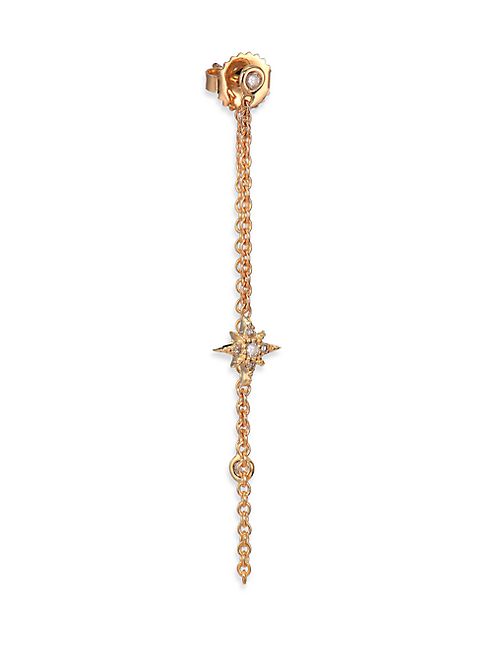 Jacquie Aiche - Diamond & 14K Yellow Gold Starburst Single Drape Chain Earring