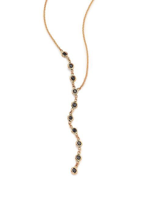 Jacquie Aiche - Black Diamond & 14K Yellow Gold Asymmetrical Y Necklace