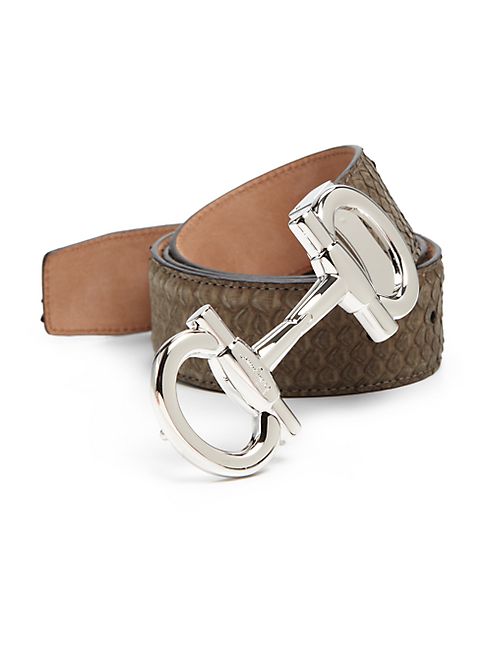 Salvatore Ferragamo - Python-Lined Leather Belt