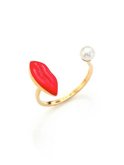 Delfina Delettrez - Anatomik 4MM White Pearl Lips Ring