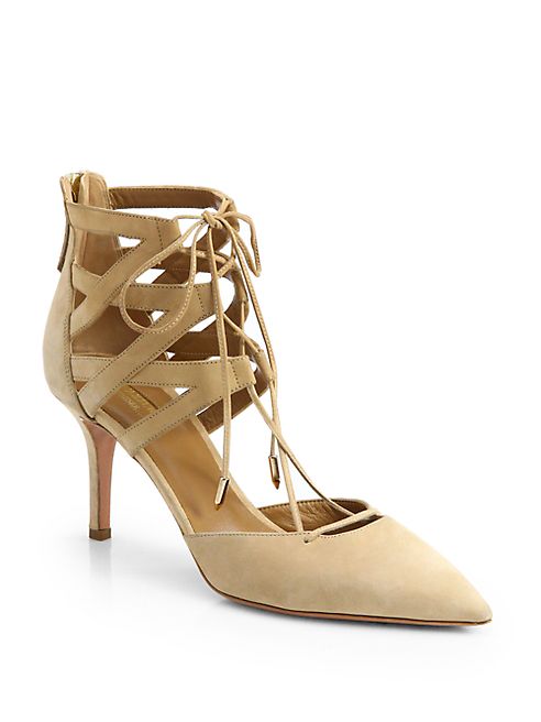 Aquazzura - Belgravia Suede Lace-Up Pumps