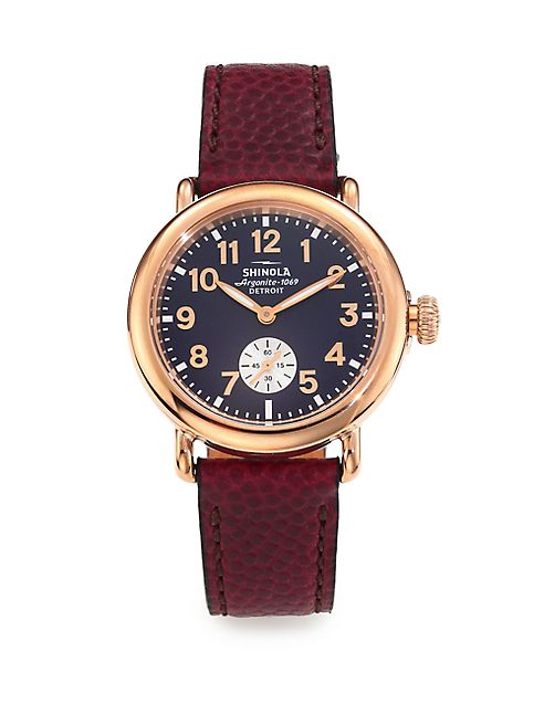 Shinola - Runwell Rose Goldtone Stainless Steel & Leather Strap Watch