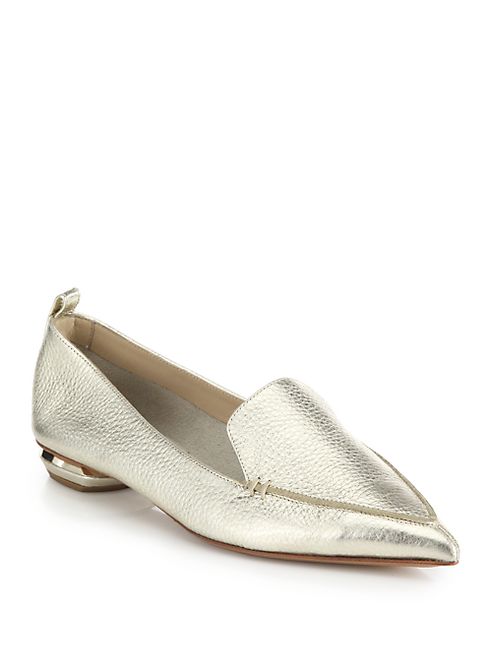 Nicholas Kirkwood - Bottal Metallic Leather Point Toe Loafers