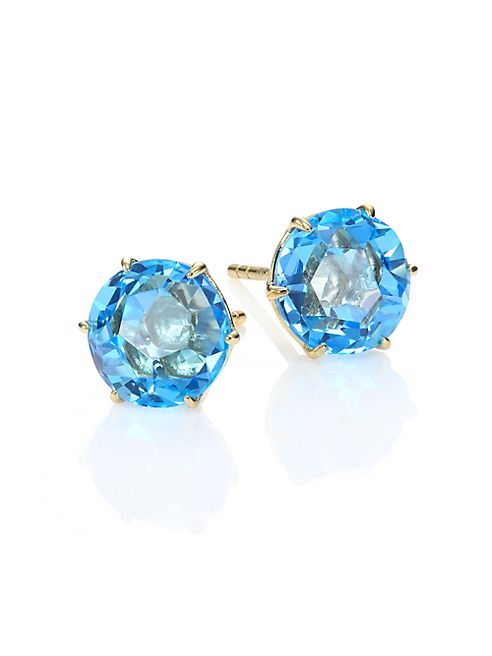 IPPOLITA - Rock Candy Swiss Blue Topaz & 18K Yellow Gold Medium Stud Earrings