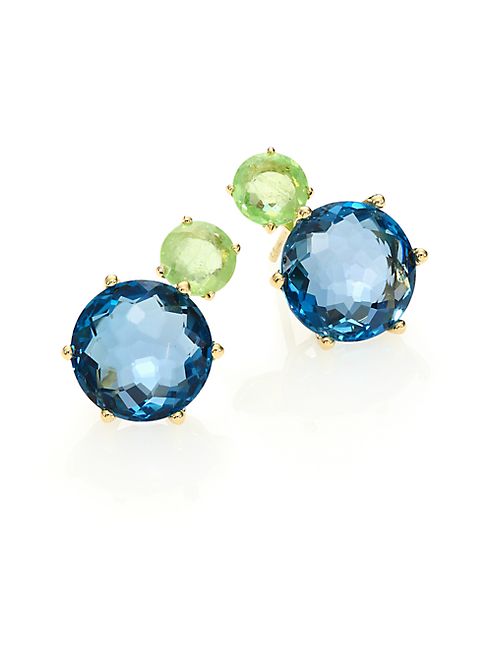 IPPOLITA - Lollipop Peridot, London Blue Topaz & 18K Yellow Gold Two-Stone Post Earrings