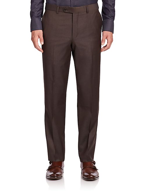 Saks Fifth Avenue Collection - Wool Flat-Front Pants