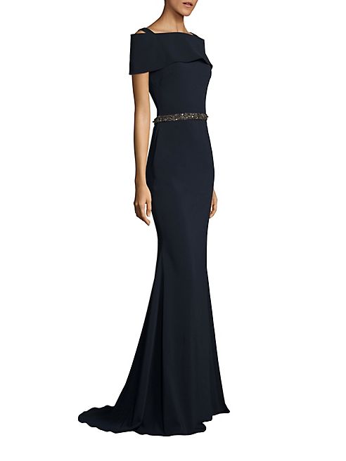 Badgley Mischka - Beaded Off-The-Shoulder Gown