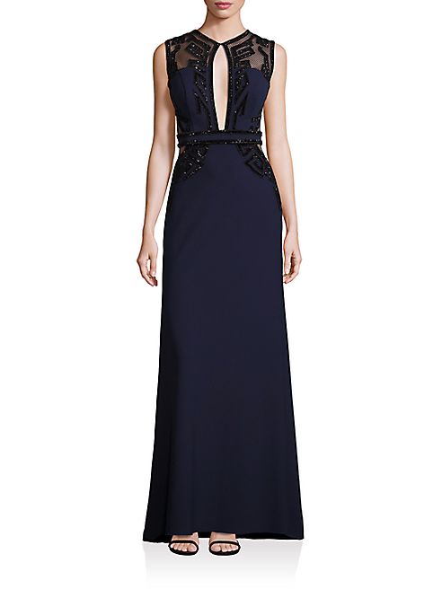 ALBERTO MAKALI - Embellished Mesh Panel Gown