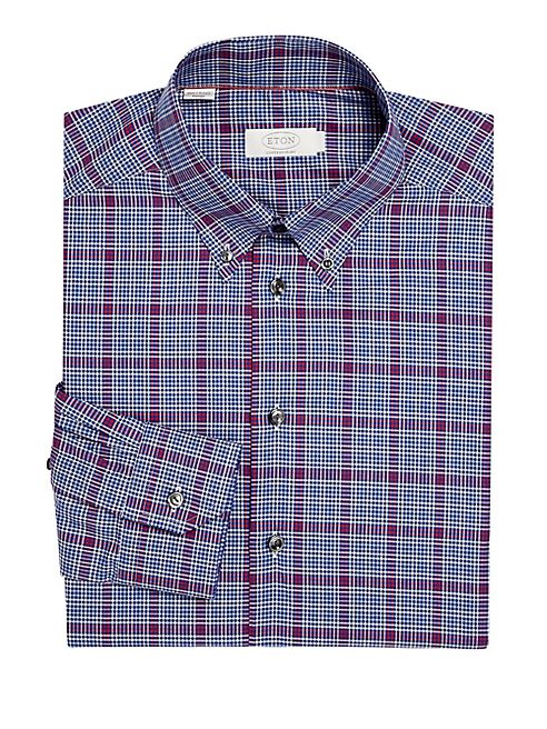 Eton - Contemporary-Fit Large Plaid Button-Down Shirt