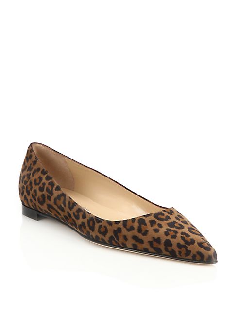 Manolo Blahnik - BB Leopard-Print Suede Flats