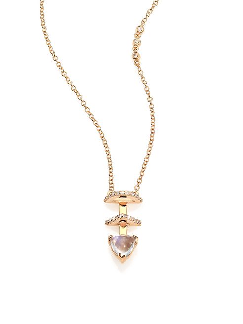 PHYNE by Paige Novick - Olivia Diamond, Moonstone & 14K Yellow Gold Pendant Necklace