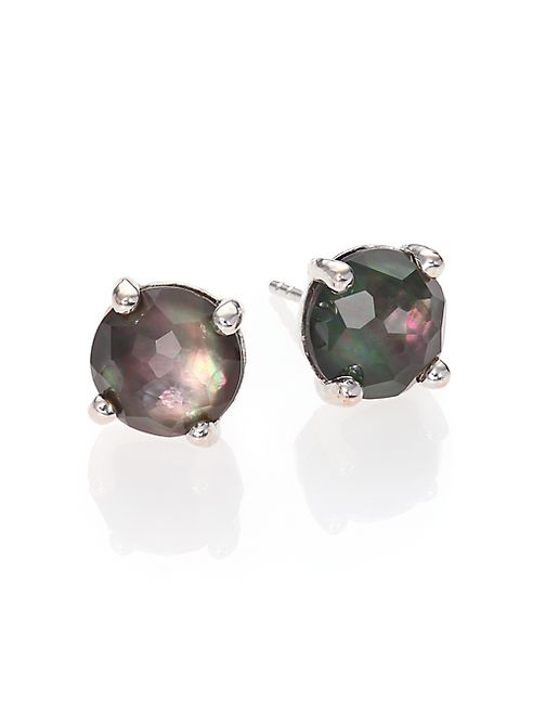 IPPOLITA - Rock Candy Black Shell, Clear Quartz & Sterling Silver Doublet Stud Earrings