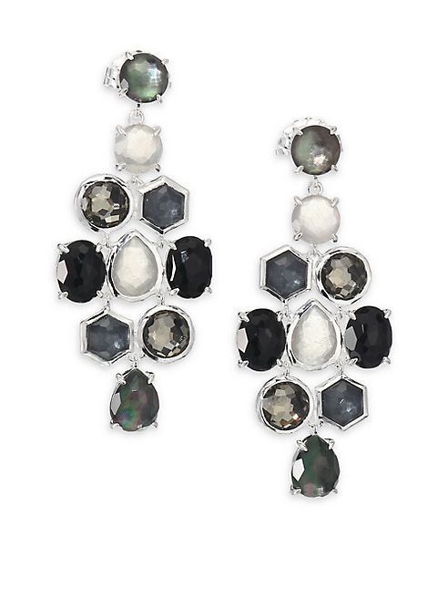 IPPOLITA - Rock Candy Black Tie Semi-Precious Multi-Stone & Sterling Silver Cascade Chandelier Earrings