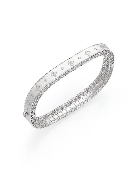 Roberto Coin - Princess Diamond & 18K White Gold Bangle Bracelet