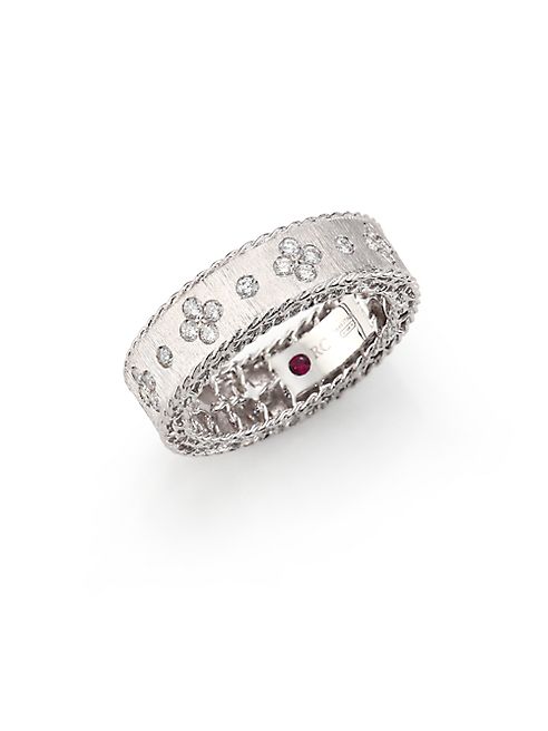 Roberto Coin - Princess Diamond & 18K White Gold Band Ring