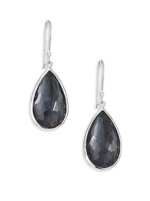 IPPOLITA - Rock Candy Hematite, Clear Quartz & Sterling Silver Doublet Pear Drop Earrings