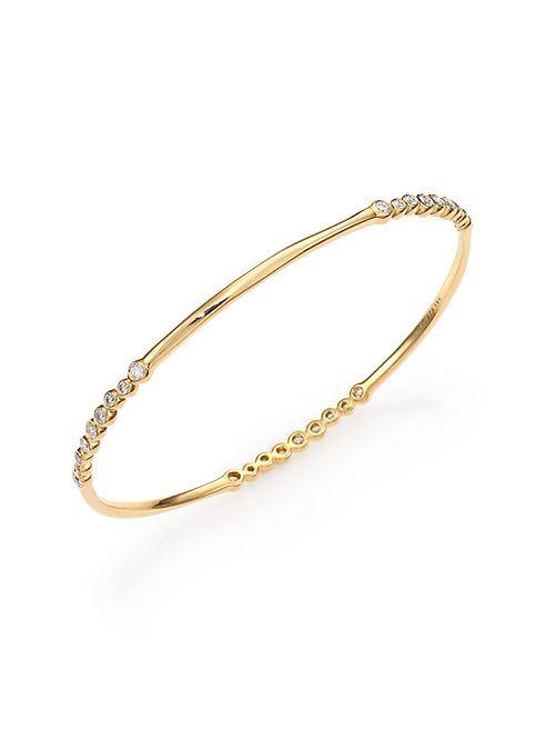 IPPOLITA - Glamazon Stardust Diamond & 18K Yellow Gold Bezel-Set Station Bangle Bracelet