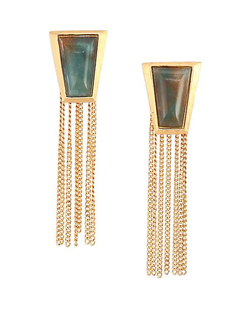 Stephanie Kantis - Impose Green Moss Agate Chain Fringe Earrings