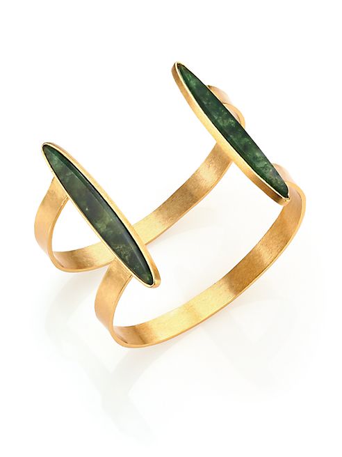 Stephanie Kantis - Duo Green Moss Agate Cuff Bracelet