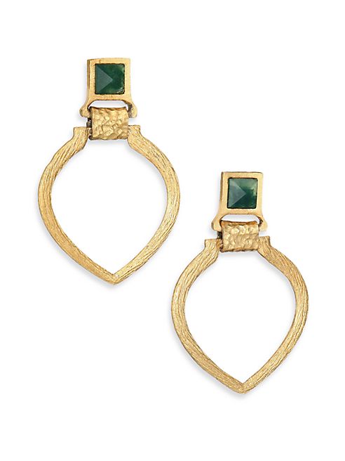 Stephanie Kantis - Tier Green Moss Agate Doorknocker Earrings