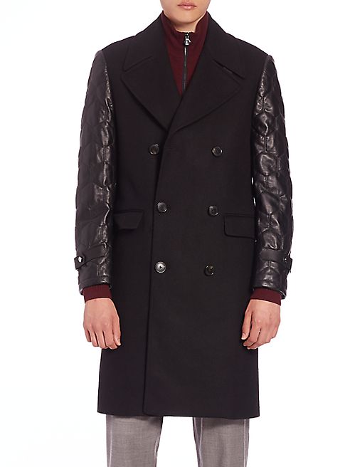 Kent and Curwen - Officer Leather-Sleeve Coat