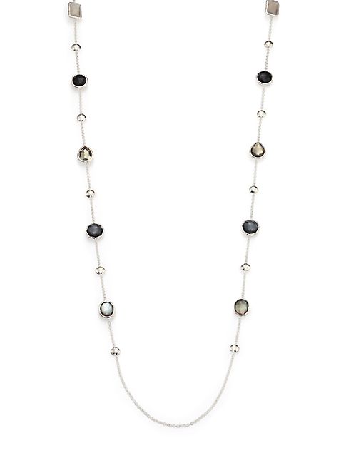 IPPOLITA - Rock Candy Black Tie Semi-Precious Multi-Stone & Sterling Silver Beaded Station Necklace