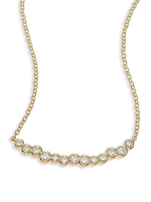 IPPOLITA - Glamazon Stardust Diamond & 18K Yellow Gold Skinny Smile Bar Necklace