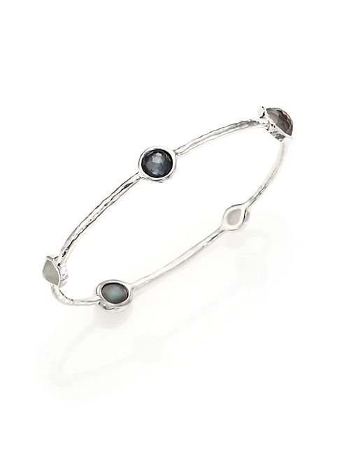 IPPOLITA - Rock Candy Black Tie Semi-Precious Multi-Stone & Sterling Silver Station Bangle Bracelet