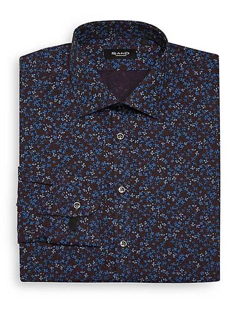 Sand - Floral Printed Regular-Fit Dress Shirt