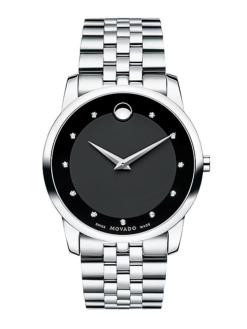 Movado - Museum Classic Stainless Steel Diamond Bracelet Watch