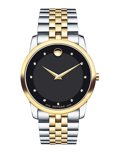 Movado - Museum Classic Two-Tone Stainless Steel Diamond Bracelet Watch