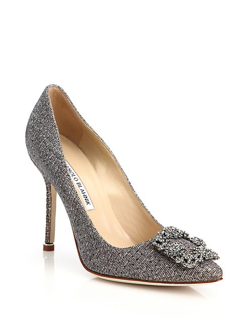 Manolo Blahnik - Hangisi 105 Embellished Shimmer Textile Pumps