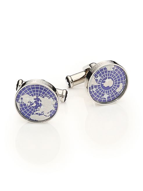 Montblanc - Sapphire & Stainless Steel Round Cuff Links