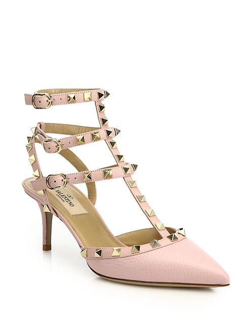 Valentino - Alce Rockstud Leather Slingbacks