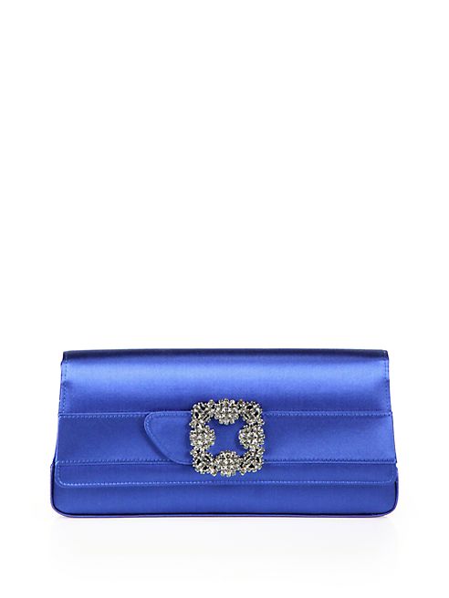 Manolo Blahnik - Gothisi Satin Crystal Buckle Clutch