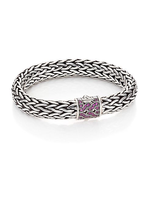 John Hardy - Classic Chain Pink Sapphire & Sterling Silver Large Bracelet