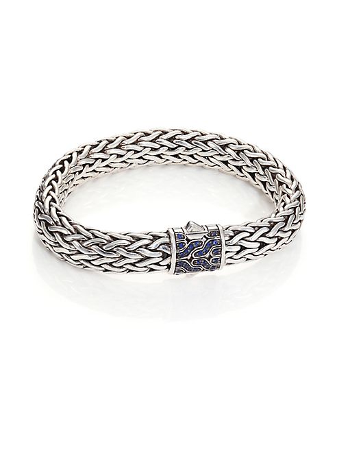 John Hardy - Silver Large Chain Bracelet with Sapphire