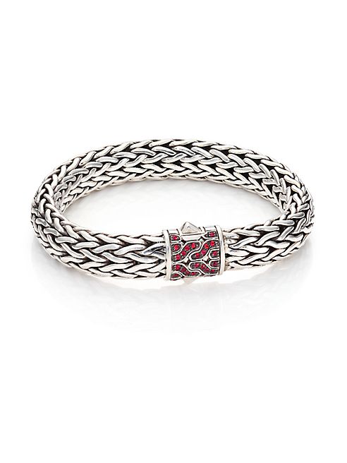 John Hardy - Classic Chain Red Sapphire & Sterling Silver Large Bracelet