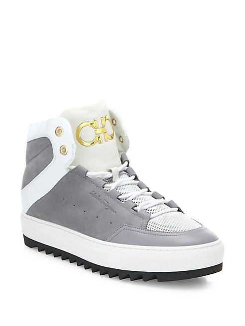 Salvatore Ferragamo - Laramie Gancini High-Top Nubuck Sneakers