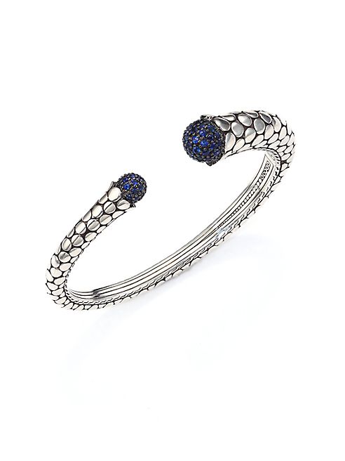 John Hardy - Dot Blue Sapphire & Sterling Silver Contour Kick Cuff Bracelet