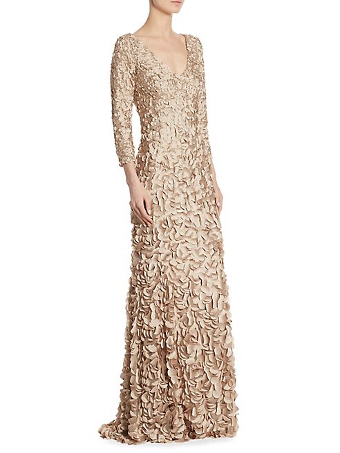 Theia - V-Neck Petal Gown