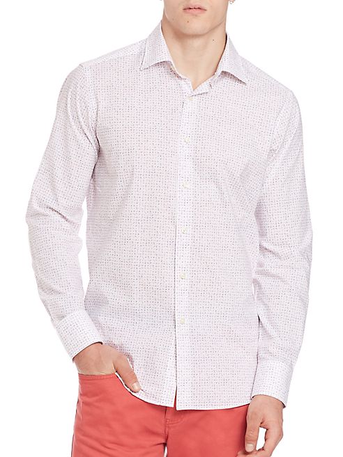 Saks Fifth Avenue Collection - Alpha-Print Cotton Button-Down Shirt