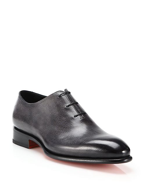 Santoni - Carter Pebbled Leather Lace-Up Loafers