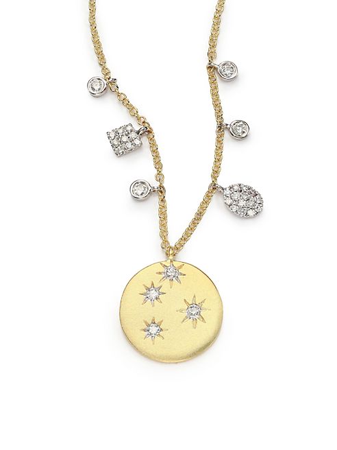 Meira T - Diamond &14K Yellow Gold Starburst Disc Pendant Necklace