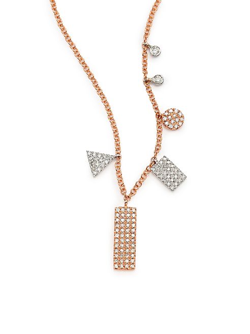 Meira T - Diamond & 14K Rose Gold Geometric Charm Necklace