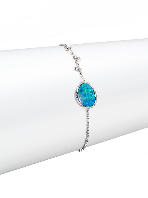 Meira T - Boulder Opal, Diamond & 14K White Gold Bracelet